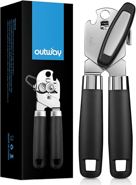 Can Opener,Professional 3-In-1 Multifunctional Manual Can Openers Bottle Opener,Kitchen Durable Stainless Steel Heavy Duty Can Opener Smooth Edge for Kitchen Seniors Friendly (Black)