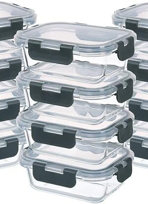 24-Piece Small Glass Food Storage Containers with Lids Airtight, 1.5 Cup Meal Prep Containers Set, Microwave&Dishwasher Safe, Leak-Proof, BPA-Free, Grey