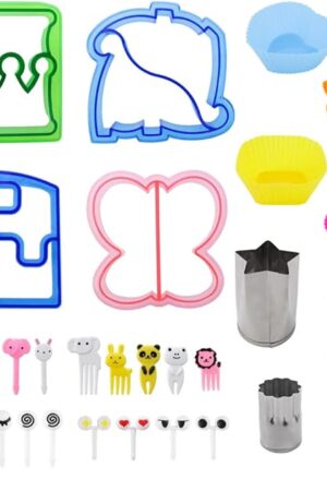 32 Pcs DIY Food Set Sandwich Cutters and Sealer Sandwiches Maker Fun Crust Cutters Shapes Fruit and Vegetable Cutters Food Picks Fruit Bento Lunch Box Accessories