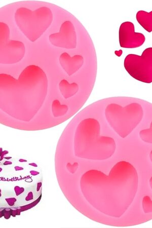 2 Pcs Heart Silicone Molds, Different Sizes Heart Chocolate Mold Heart Shape Candy Molds for Cookie Decor, Pastry, Cake, Chocolate Making