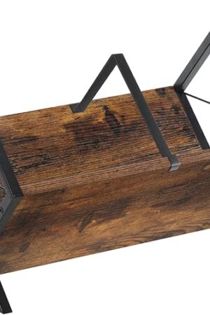 YINMIT Vinyl Record Holder, 80-100 LP Vinyl Record Storage Rack, Quick Assembly Vinyl Record Display, Retro Style Organizer for Magazine, Book, Files, Albums (Rustic Brown, 1 Tier)