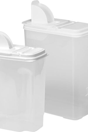 Buddeez Pet Food Storage Containers - 2 Count Bird Seed Dispenser with Pour Tight Lids and Easy Pour Spouts, 8 Qt and 3.5 Qt, Bird Seed Storage for Small and Large Feed, BPA Free