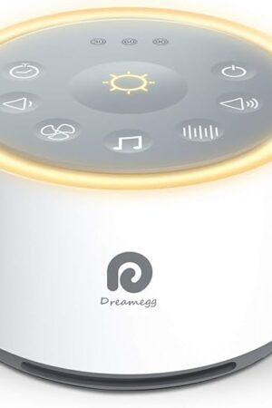 Dreamegg D1 Sound Machine - White Noise Machine with Baby Night Light for Sleeping, High Fidelity Sounds, Timer & Memory Feature, Sound Machine for Baby Adults, Home, Office, Travel (White)