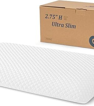 AM AEROMAX 2.75 Inches Standard Size Hyper Slim Memory Foam Pillow for Stomach and Back Sleepers - Thin, Flat Design for Cervical Neck Alignment and Deeper Sleep.