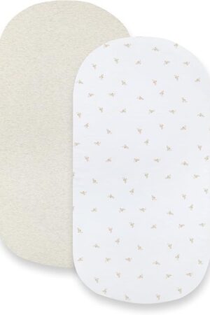 Burts Bees Baby Bassinet Sheet BEESNUG Cover, 100% Organic Cotton, 15 x 33 Inches