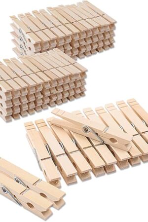 Clothes Pins Wood for Hanging Clothes,3.5 Inch?100pcs】 Heavy Duty Wooden Clothespins,Clothes Pins for Craft,Wooden Clips for Pictures. | Rust Resistant