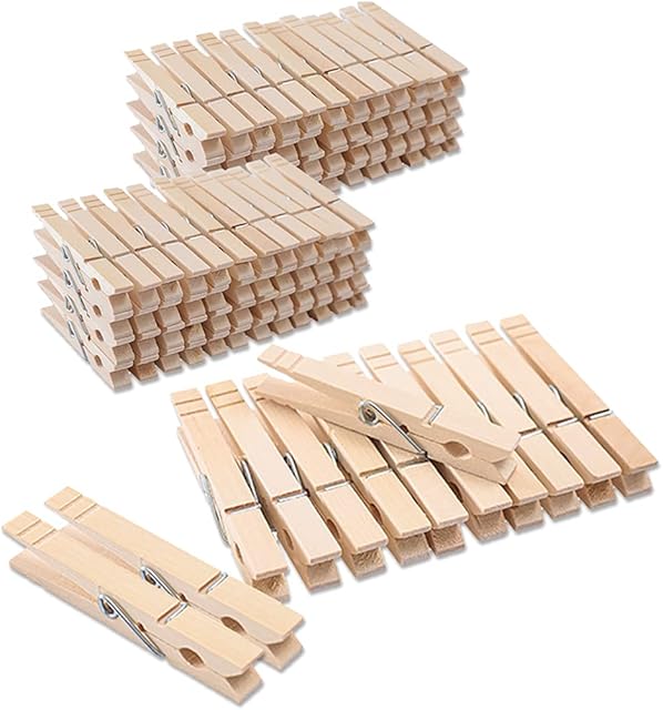 Clothes Pins Wood for Hanging Clothes,3.5 Inch?100pcs】 Heavy Duty Wooden Clothespins,Clothes Pins for Craft,Wooden Clips for Pictures. | Rust Resistant