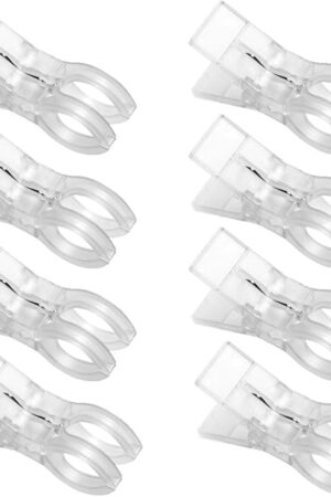 Clear White Beach Towel Clips Plastic Clothing Hanger Clamp Keep Your Towels from Blowing Away-Beach Chair or Pool Loungers on Your Cruise (8Pcs)