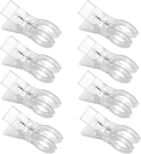 Clear White Beach Towel Clips Plastic Clothing Hanger Clamp Keep Your Towels from Blowing Away-Beach Chair or Pool Loungers on Your Cruise (8Pcs)