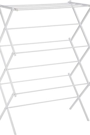 Amazon Basics Foldable Portable Laundry Rack for Air Drying Clothing, Indoor Outdoor Use - 14.5" D x 29.5" W x 41.8" H, White