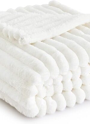 Bedsure GentleSoft Blanket Throw for Couch - Cozy Blanket for Women, Cute Fleece Throws for Girls, Teacher Gifts Birthday Gifts for Women Men Mom, Room Home Dorm Decor, Off White, 50x60 Inches