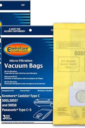 EnviroCare Replacement Micro Filtration Vacuum Cleaner Dust Bags made to fit Kenmore Canister Type C or Q 50555, 50558, 50557 and Panasonic Type C-5 6 pack