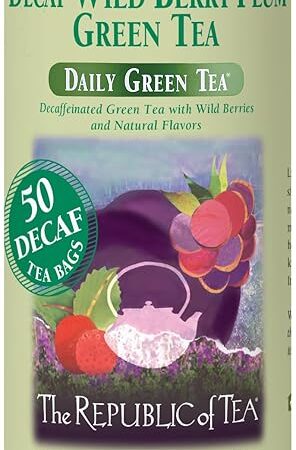 The Republic of Tea Decaf Wild Berry Plum Green Tea, 50 Tea Bags | Tin | Fruit Tea | Decaffeinated
