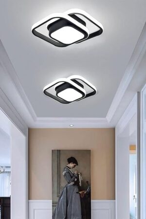 CANEOE Small Modern LED Square Ceiling Light Cool White 6000K Black