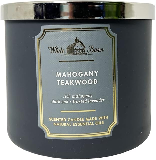 Bath & Body Works White Barn Mahogany Teakwood Scented Candle Unisex Candle 14.5 oz