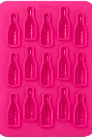 Wilton Wine Bottle Chocolate/Candy Mould, Silicone, Pink, 15 Holes