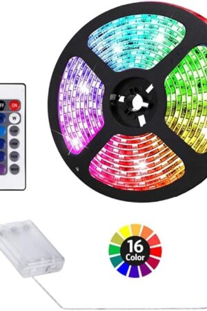 Battery Powered LED Strip Lights, Remote Controlled, Multi-Color Changing, DIY Indoor and Outdoor Decoration, 6.56ft/2M
