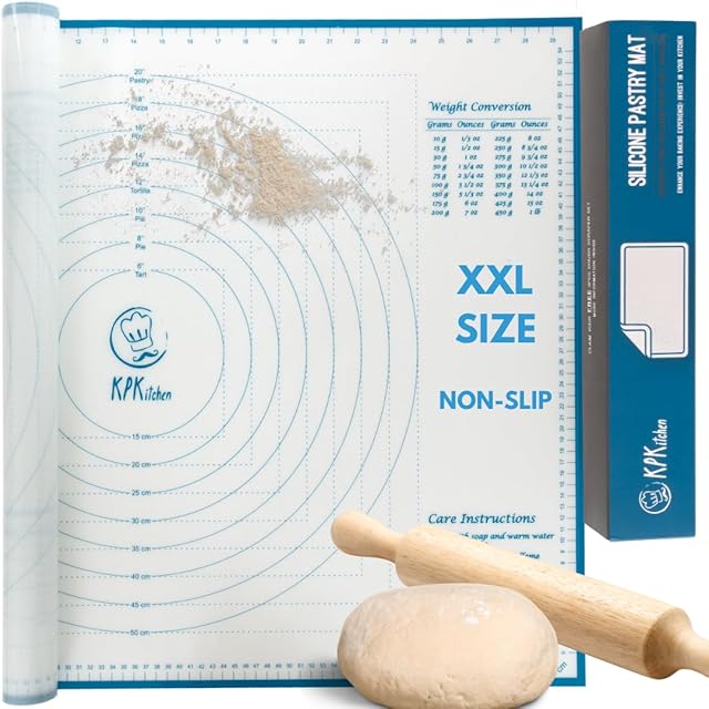 XXL Silicone Pastry Mat – Non-Slip, Easy-Clean Rolling Mat for Dough, Cookies, Pizza & Fondant – Extra Large 23.5? x 31.5? Baking Mat with Printed Measurements & Conversion Chart