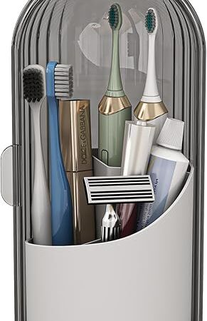 Electric Toothbrush Toothbrush Holders 3 Slots Toothpaste Holder Makeup Brushes Organizer for Bathroom Countertop Grey White