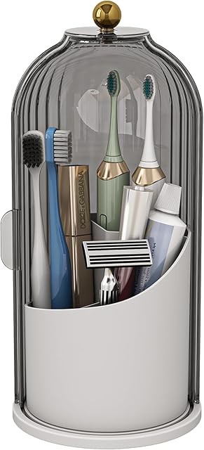 Electric Toothbrush Toothbrush Holders 3 Slots Toothpaste Holder Makeup Brushes Organizer for Bathroom Countertop Grey White