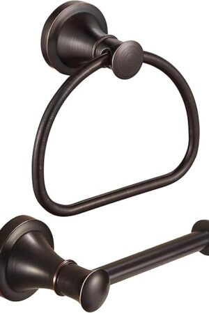 WOLIBEER Bronze Toilet Paper Holder,Bathroom Hand Towel Holder,Oil Rubbed Towel Ring Wall Mount Tissue Roll Paper Hanger ORB Bath Accessories Farmhouse Towel Rack
