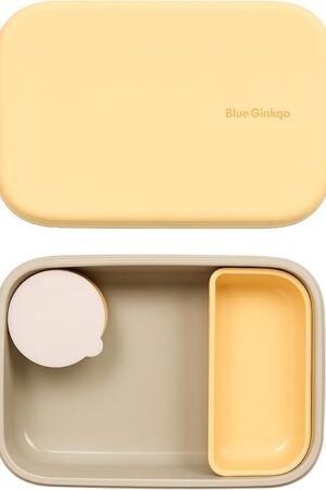 BLUE GINKGO Silicone Lunch Box Set – Durable Heavy-Duty Silicone Bento Box, Microwave, Freezer, Dishwasher Safe – Airtight, BPA Free (Made in Korea, Grey)