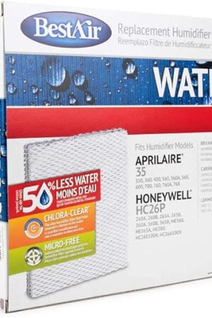 BestAir Replacement Humidifier Filter Water Pad Elite A35W Filter, 2 Pack. Fits Aprilaire 35 350, 360, 560, 560A, 568, 600, 700, 760, 760A, 768; Honeywell HC26P 260A, 260B, 265A, 265B, 360A, 360B,