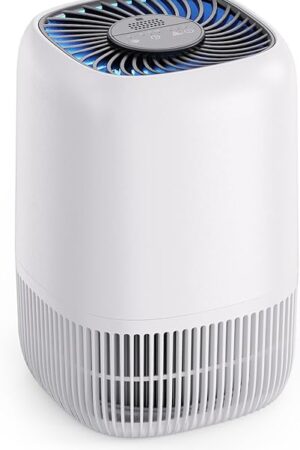 Air Purifiers for Home with H13 True HEPA Filter Up to 1076 Ft² for Pet Hair, Odors, Pollen, Smoke, Compact Air Cleaner with 3 Speeds, Timer, Aroma Quiet 360°Intake Filter, White