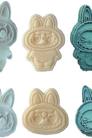 4-Piece Monster Spirit Cookie Stamp Set 3d Cute Doll Cookie Stamp Set With Cutter Suitable For Everyday Baking The Perfect Gift For Baking Enthusiasts A Joyful Gift For The Whole Family
