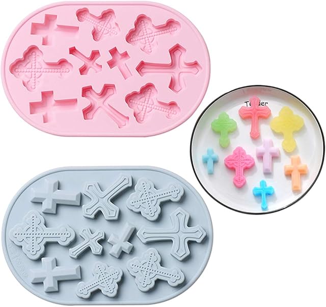 Cross Shaped Silicone Moulds,2 PCS Candy Gummy Chocolate Fondant Mould,DIY Tool Mold for Cake Decorating, Resin Necklace, Ice Cube