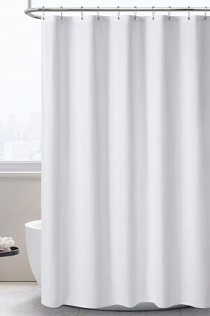 120GSM Ultimate Waterproof Fabric Shower Curtain Liner - TPU Lamination Technology with 3 Magnets,Machine Washable,71x72 Inch Soft Cloth Shower Curtain or Shower Liner,for Bathroom(White)