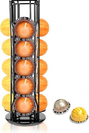 Coffee Pod Stand Holder for Nespresso Vertuoline 20 Pods, Coffee Bar Vertuo Pod Organizer Rack, 360° Rotating Coffee Capsule Holds Storage, 20 Pods Holder Spinner for Nespresso Vertuo Line Capsules
