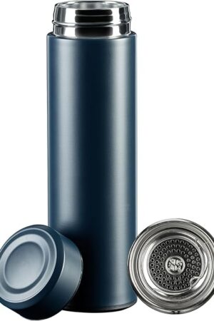 17oz Stainless Steel Water Bottles, Slim Water Bottle, Thermo Water Bottle, Insulated Water Bottle Keep Hot for 12 Hrs, Cold for 24 Hrs for Coffee, Drinks(BLUE)