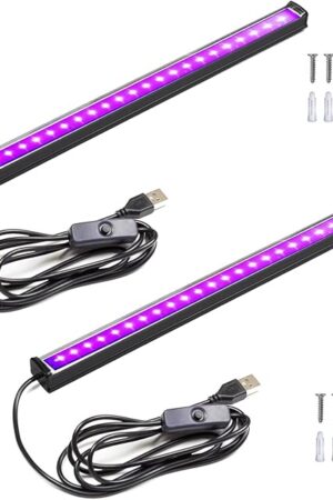 Black Light Bar, 10W 1ft Black Light for Cabinet, USB UV Black Light Fixture for Fluorescent Tapestry Poster, Body Paint, Halloween Decorations, Christmas Party, with On/Off Switch (2-Pack)