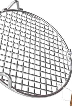 BBQ Rack 304 Stainless Steel Rack with Legs 12 Inches Round Cooking Grate Carbon Baking Net Grill Pan Grate Multi-Purpose Straight Wire Rack Steaming Cooling Rack (305mm/12")