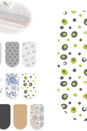 4.5" X 20.5" Mini Ironing Board Cover with Cotton Pad, Table Top Ironing Cover, Sleeve Ironing Board Covers(White Green)