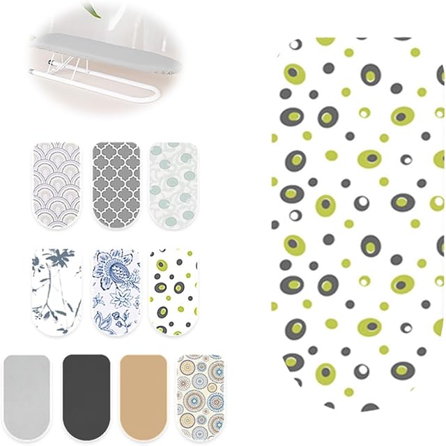 4.5" X 20.5" Mini Ironing Board Cover with Cotton Pad, Table Top Ironing Cover, Sleeve Ironing Board Covers(White Green)