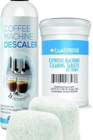 CleanEspresso - Designed For Breville Cleaning Kit - 40 Breville Compatible Cleaning Tablets + 2 Espresso Machine Water Filters + 2-Use Descaler - Espresso Machine Accessories