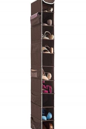 ZOBER Narrow Hanging Shoe Organizer Rack 10 Shelves