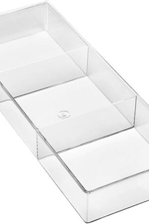 Whitmor 3 Section Small Easy Clean Clear Plastic Resin Drawer Organizer