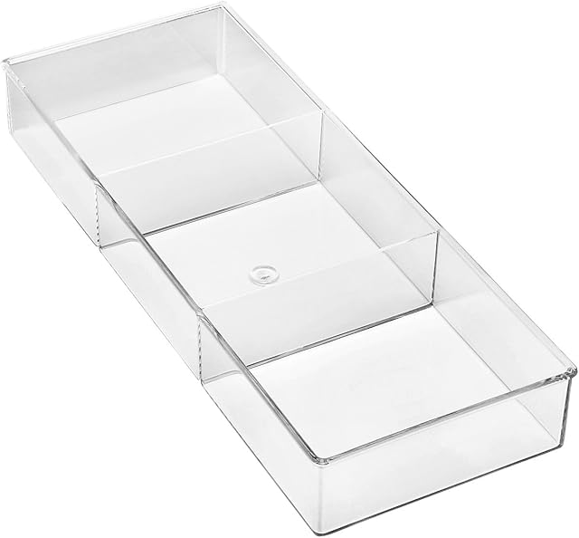 Whitmor 3 Section Small Easy Clean Clear Plastic Resin Drawer Organizer