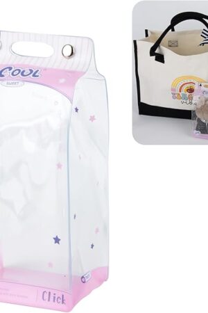 The Pink Transparent Hanging Doll Protective Case - Dustproof, Anti-Collision Display Storage Bag Compatible with Labubu 6.8 Inch Dolls (Not Include Dolls)
