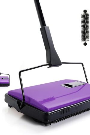 Yocada Carpet Sweeper Cleaner Manual Household Sweeper for Home Office Low&Undercoat Carpets Rugs Pet Hair Dust Scraps Paper Small Rubbish Cleaning with a Brush 48.03"