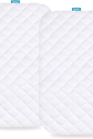 Waterproof Bassinet Mattress Pad Cover Compatible with Baby Delight Beside Me Dreamer Bassinet, 2 Pack, Ultra Soft Surface, Breathable and Easy Care
