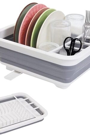 Collapsible Dish Drainer with Drain Plug & Swivel Spout - Space-Saving, Portable Dish Rack for Kitchens, RVs, Campers & Travel Trailers