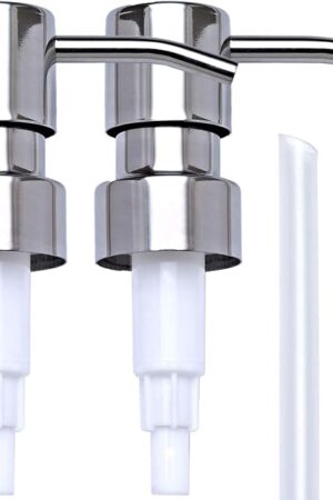 Chrome Soap Dispenser Pump Replacement - Silver 304 Rust Proof Stainless Steel Lotion Dispenser Pumps Replacement for Standard 28/400 Neck Size Regular Mouth Bottles,2 pcs