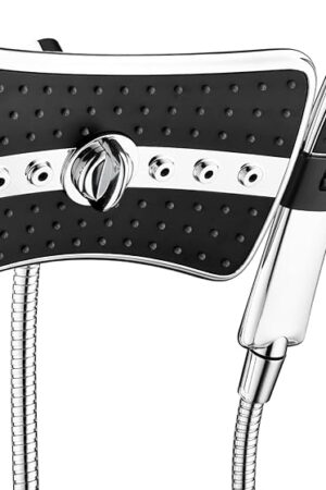 BRIGHT SHOWERS High Pressure Dual Shower Head Combo, Handheld Showerhead Rainfall Shower Head Combo with Black Face, 60 Inch Long Stainless Steel Shower Hose, Chrome