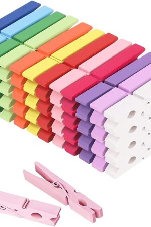 WAENLIR Colored Clothes pins 12 Color 2.9inch 50PCS, Colorful ClothesPins Wooden Clips for Photos Pictures Decorative Crafts, Decoration clothespins Clothing Hanging clothespins