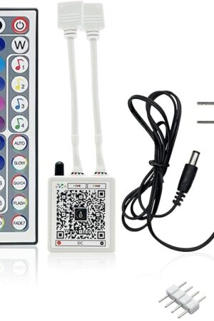 44 Key RGB LED Strip Lights IR Remote Control, Remote Receiver for RGB LED Light Strip, 24V Power Adapter for LED Lights