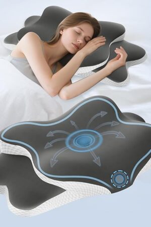 Cervical Neck Pillow for Neck and Shoulder Pain Relief, Memory Foam Pillow, Ergonomic Contour Side Sleeper Pillows, Soft Cooling Orthopedic Pillow for Side Back Stomach Sleepers with Pillowcase